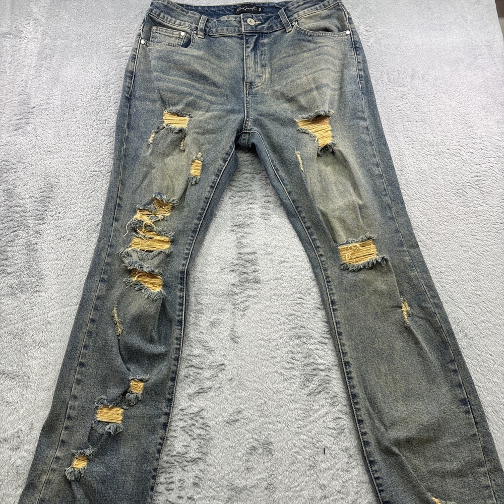 Rocco Gioventu Jeans Distressed Straight Leg Designer Medium Wash Size‎ 32x32